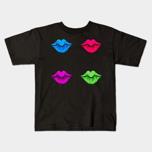 Neon Lips Kids T-Shirt by SisterSpyder923